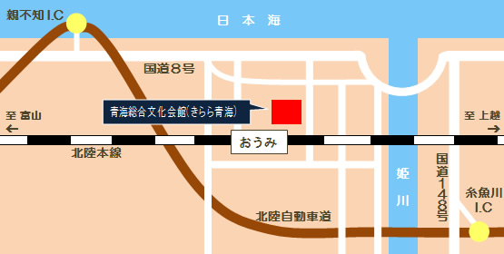 地図:青海総合文化会館(きらら青海)