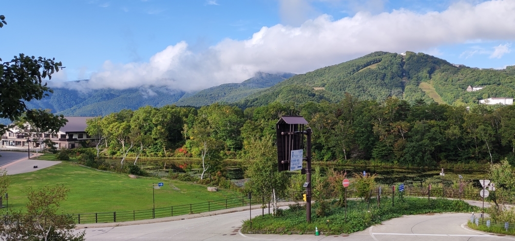 9月26日に事務所の駐車スペースから蓮池方面を撮影した写真
