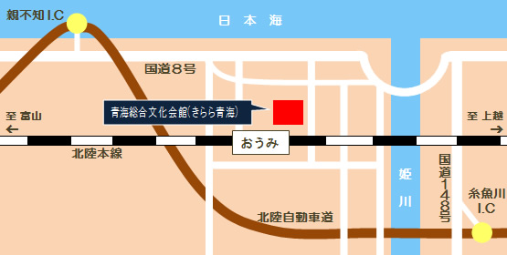 地図：青海総合文化会館(きらら青海)